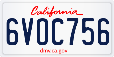 CA license plate 6VOC756