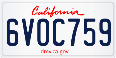 CA license plate 6VOC759