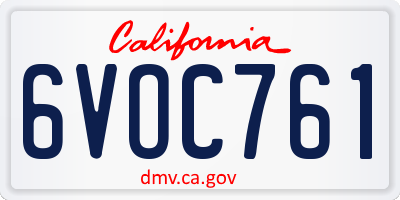 CA license plate 6VOC761