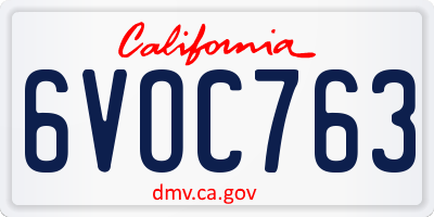 CA license plate 6VOC763