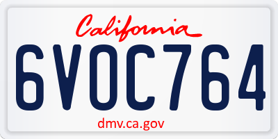 CA license plate 6VOC764