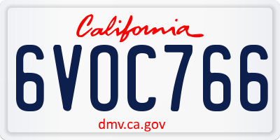CA license plate 6VOC766