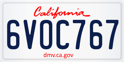 CA license plate 6VOC767