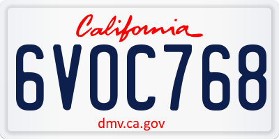 CA license plate 6VOC768