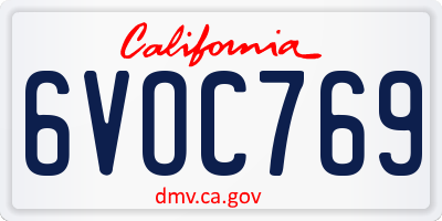 CA license plate 6VOC769