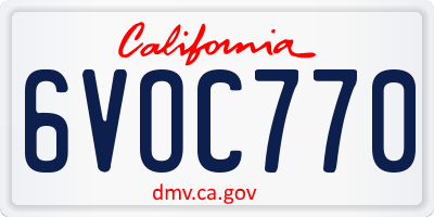 CA license plate 6VOC770