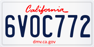 CA license plate 6VOC772