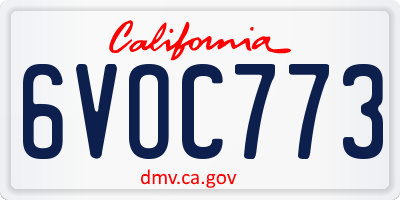 CA license plate 6VOC773