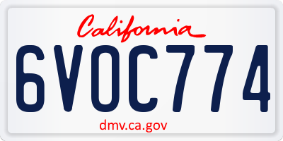 CA license plate 6VOC774