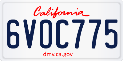 CA license plate 6VOC775