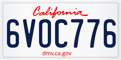 CA license plate 6VOC776
