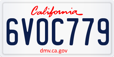 CA license plate 6VOC779