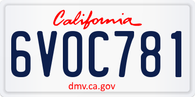 CA license plate 6VOC781