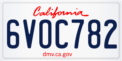 CA license plate 6VOC782