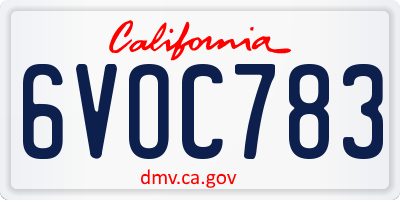 CA license plate 6VOC783