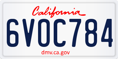 CA license plate 6VOC784