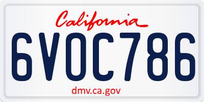 CA license plate 6VOC786