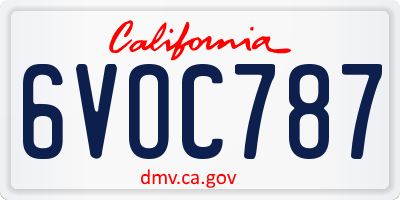 CA license plate 6VOC787