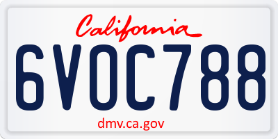 CA license plate 6VOC788