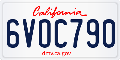 CA license plate 6VOC790