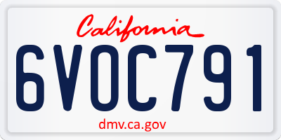 CA license plate 6VOC791