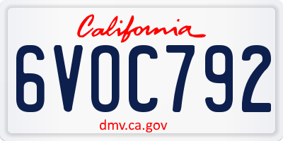 CA license plate 6VOC792