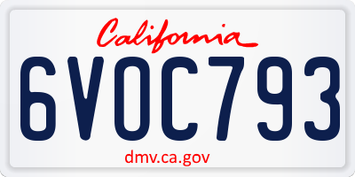 CA license plate 6VOC793