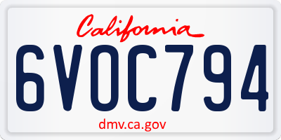 CA license plate 6VOC794