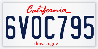 CA license plate 6VOC795