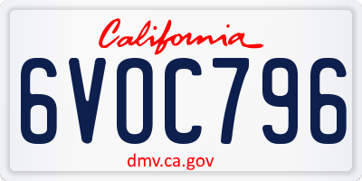 CA license plate 6VOC796