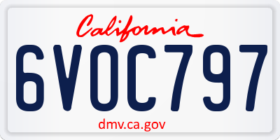 CA license plate 6VOC797