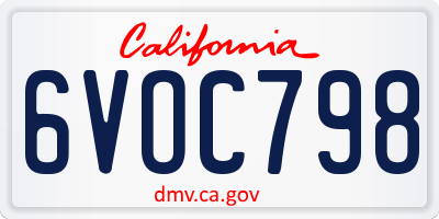 CA license plate 6VOC798