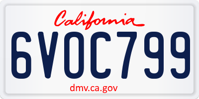 CA license plate 6VOC799
