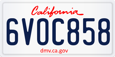 CA license plate 6VOC858