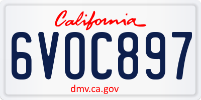 CA license plate 6VOC897
