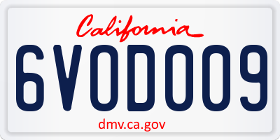 CA license plate 6VOD009