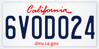 CA license plate 6VOD024