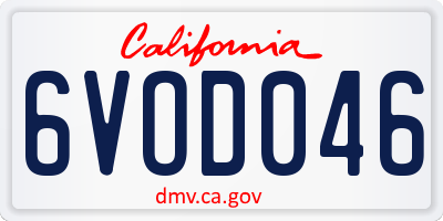 CA license plate 6VOD046