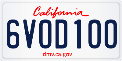CA license plate 6VOD100