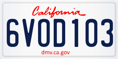 CA license plate 6VOD103
