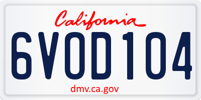 CA license plate 6VOD104
