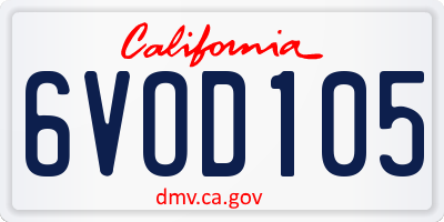CA license plate 6VOD105