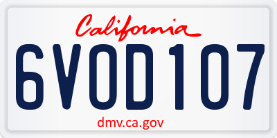 CA license plate 6VOD107