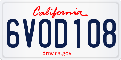 CA license plate 6VOD108