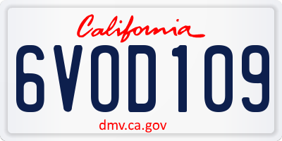 CA license plate 6VOD109