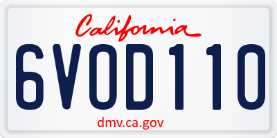 CA license plate 6VOD110
