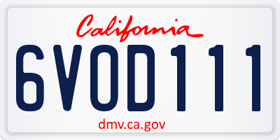 CA license plate 6VOD111
