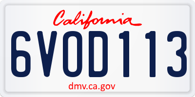 CA license plate 6VOD113