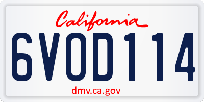CA license plate 6VOD114