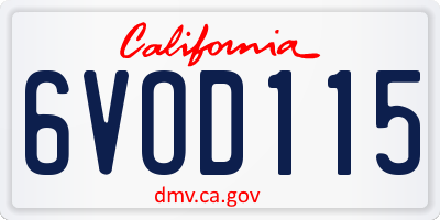 CA license plate 6VOD115